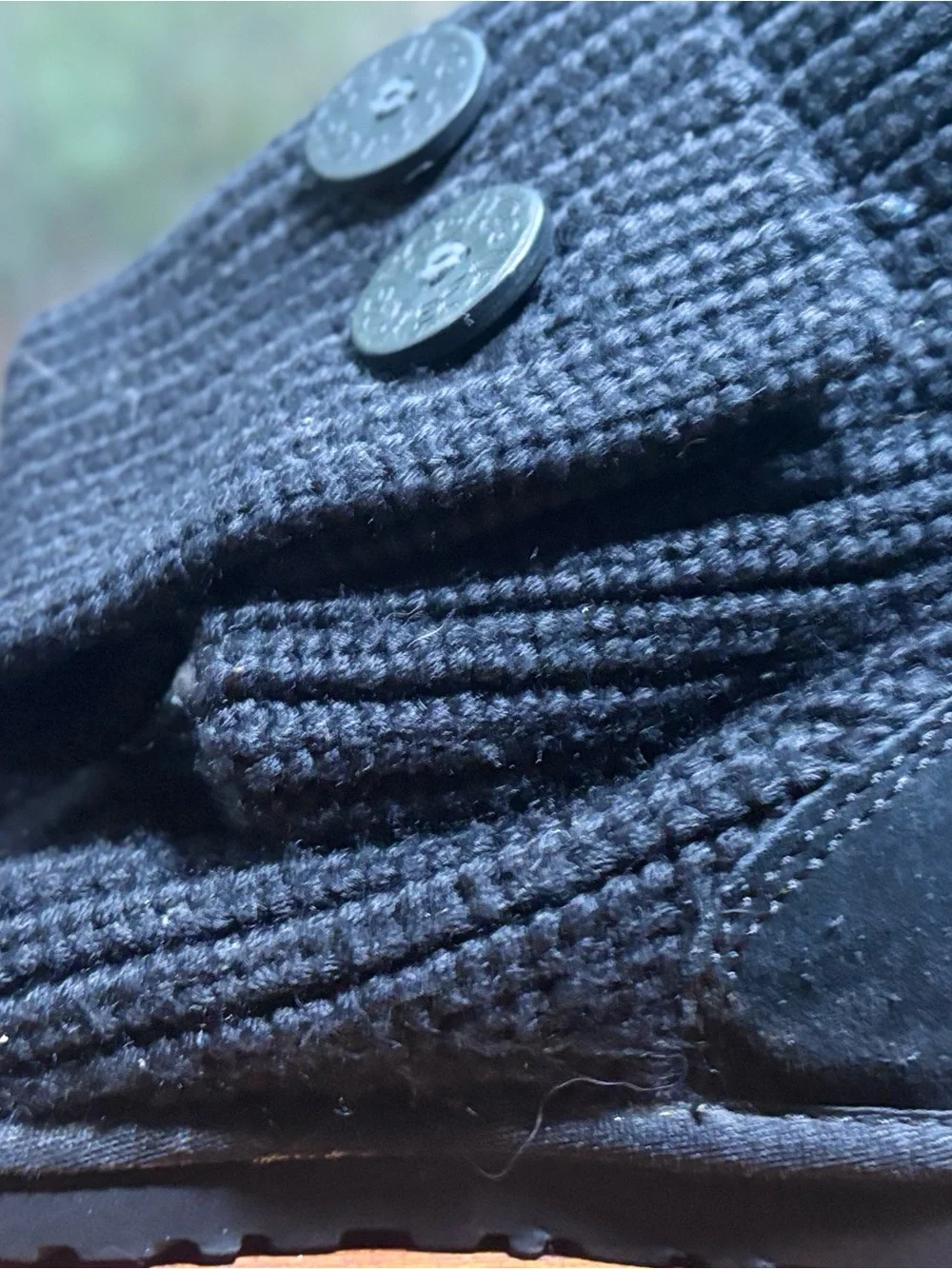 UGG Cardy Knit Sweater Boots Black Fold Over Button Women's 6